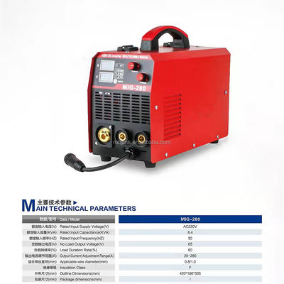 4 In1 220V IGBT Inverter ARC συγκολλητές MIG Επεξεργαστή συγκόλλησης MIG-280 για άνθρακα και ανοξείδωτο