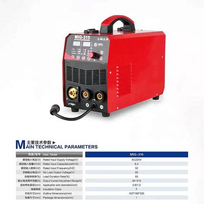 Εργαστήριο συγκόλλησης IGBT Inverter MIG315 για μεταποιημένο χάλυβα άνθρακα και ανοξείδωτο χάλυβα