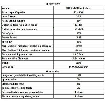 500Amp NB-500LY Εργοστάσιο συγκόλλησης βαρέων βαρών Μηχανή αέρα πλάσματος για συγκόλληση και κοπή 380V